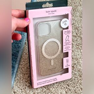 Kate Spade Magsafe Case iPhone 13/14  (6.1) Champagne Glitter NEW open box
